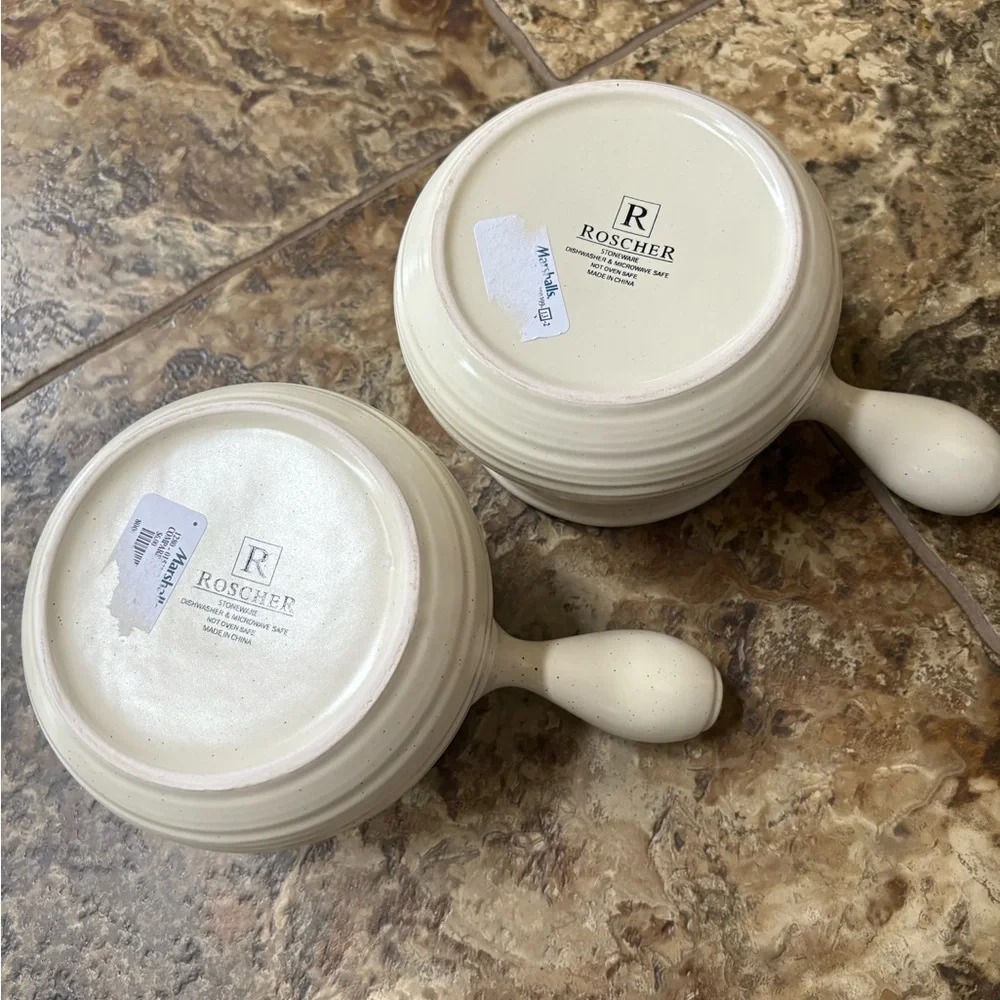 NWOT - 2 Roscher soup crock bowls with handles